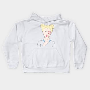 Girl blonde with a heart-shaped lollipop Kids Hoodie